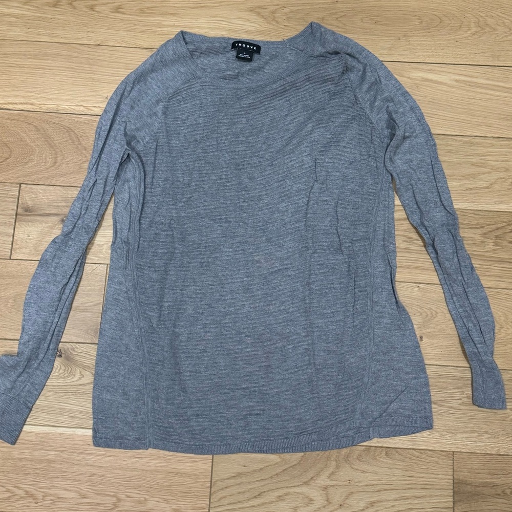 Trouvé Crew Neck Ribbed Grey Sweater - Size L